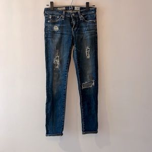 Stevie Ankle AG jeans - Dark wash distressed 25R